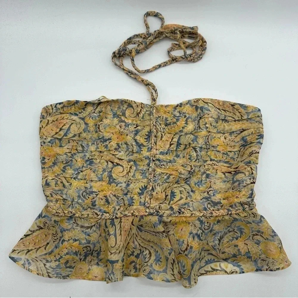VERONICA BEARD Arienne Gathered Halterneck Top size 00 B992 - Picture 7 of 10